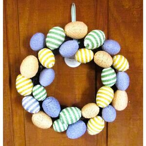 Threshold Easter Wreath 14 Inches Twine Wrapped Pastel Colored Eggs Door Decor